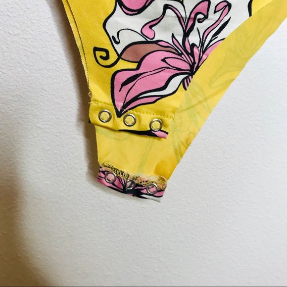 Zara Yellow Floral One Shoulder Ruffle Bodysuit - Picture 9 of 12